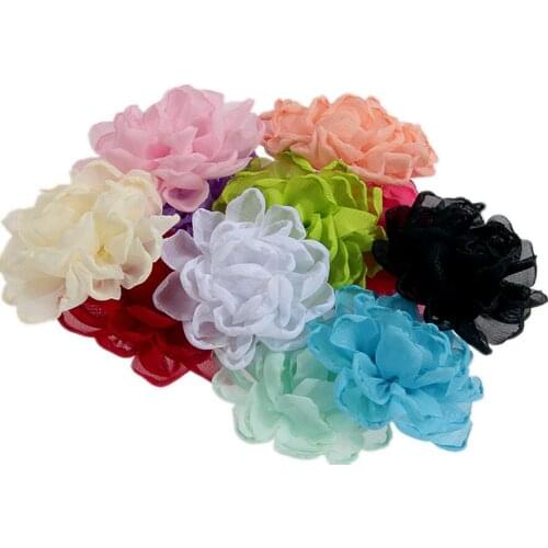 Yundfly 2.8" New 30pcs/lot Burning Chiffon Fabric Flowers for Girl Headband Hair Clips Diy Women Baby Headwear Hair Accessories