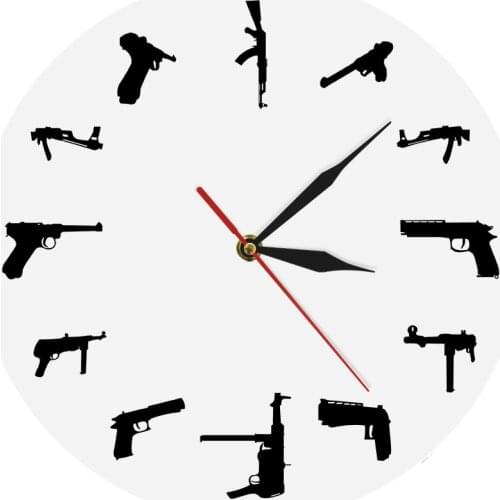 Guns Military Army Wall Clock Different Machine Guns Weapons Minimalist Design Modern Wall Clock Military Vintage Firearms Gift