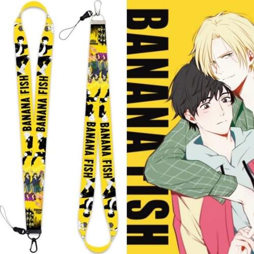 1 Pcs Cute Japan Anime BANANA FISH Lanyard Keychains ID Tag Work Name Card Cell Phone Neck Strap ID Lanyards Figure Toys Gifts