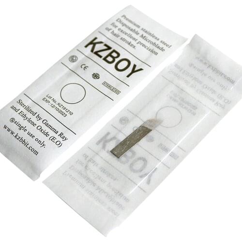 50PCS Sterile Slant and Curved Microblading Needle Single Row Microblading Blades with 14/17/18/21 Pins for Eyebrow Tattoo