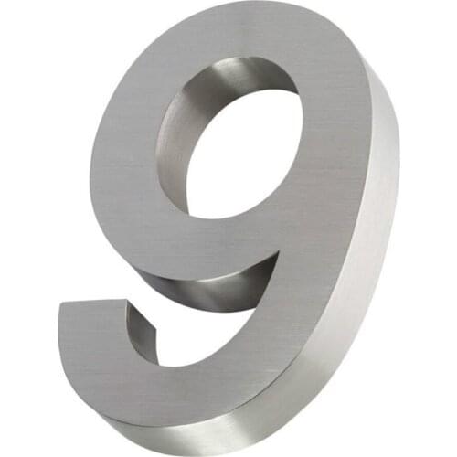 200mm 3D Brushed stainless steel house number signs ourdoors Modern big sign address numbers for Homes Weather Resistant Durable