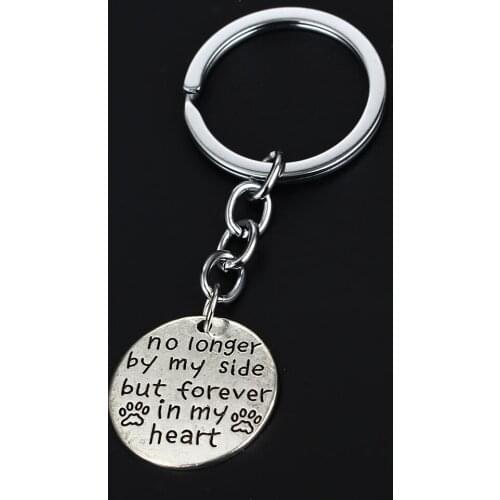 36PC No Longer By My Side But Forever In My Heart Keyrings Cute Pet Paw Prints Pendant Mothers Women Keychains Key Rings Gifts