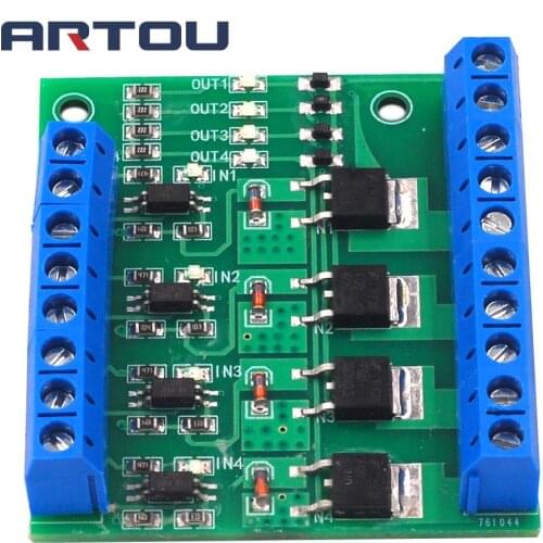 4 Channel Mos Tube Field Effect Tube Module PLC Amplifier Circuit Board Driver Module Optocoupler Isolation DC