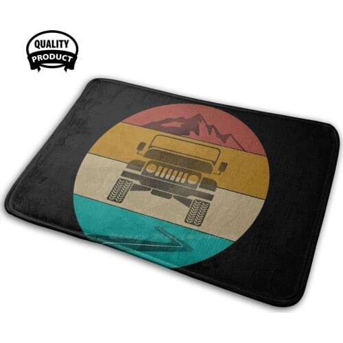 Off Road 4X4 Retro Vintage Sunset Comfortable Door Mat Rug Carpet Cushion Offroad Vintage 4 X 4 Off Road Classic 4 Retro Car
