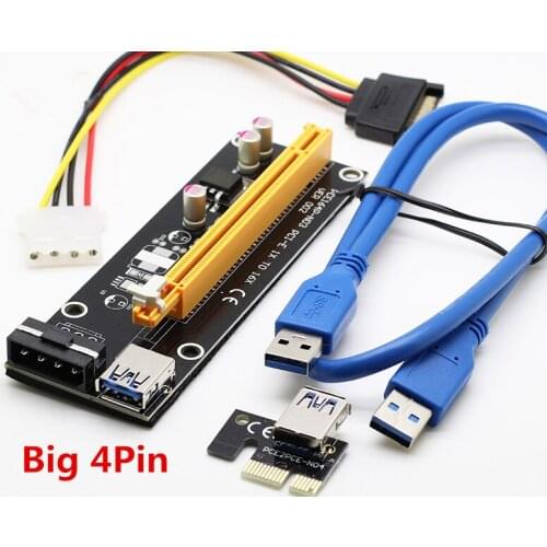 5PCS Super Stable 60cm Big 4P PCI-E PCI E Express 1x to 16x Graphics Card Riser Extender Adapter VER006 For BTC LTC ETH Miner