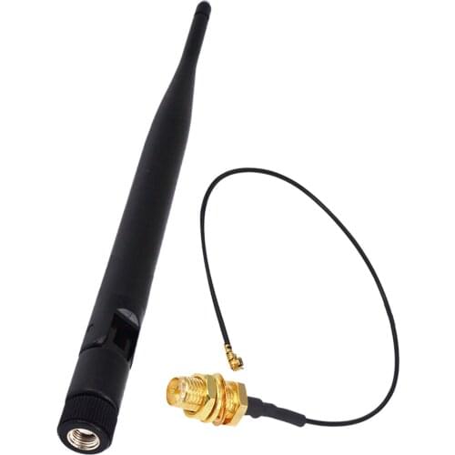 2.4 GHz 5dBi Antenna Wireless RP-SMA Male for PCI Card USB Wifi Booster + RP SMA Jack to Mini ufl./ IPX 1.13 Pigtail Cable