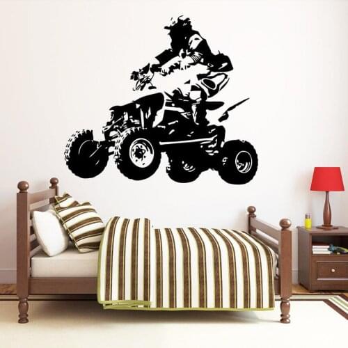 ATV Rider Wall Decal Quad Bike Wall Sticker Motorcyclist Vinyl Art Wall Decor for Home Bedroom Decoration Wallpaper Mural C275
