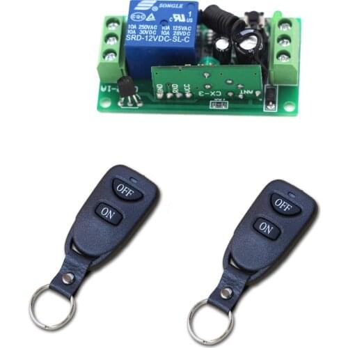 DC12V 24V Wireless Remote Control Switch Remote Light Switch 1 Receiver 2 Transmitter Remote Controller Switch 315/433Mhz