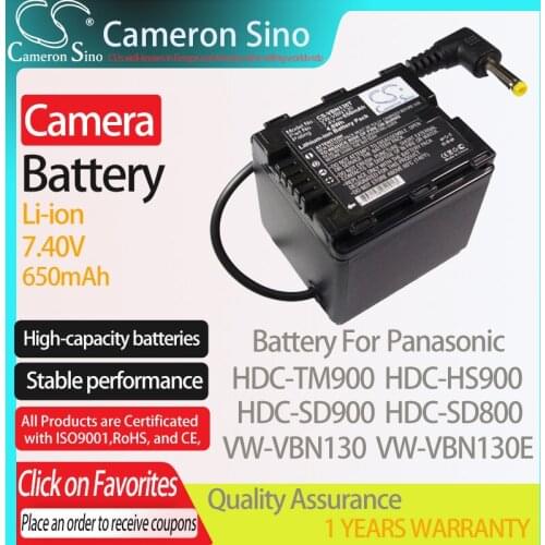 CameronSino Battery for Panasonic HDC-TM900 HDC-HS900 HDC-SD900 HDC-SD800 fits Panasonic VW-VBN130 Digital camera Batteries