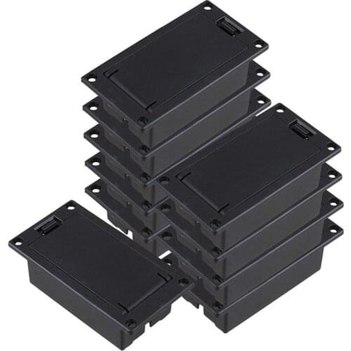 Guitar Bass 9V Battery Holder Compartment Cover Case Black Set of 10