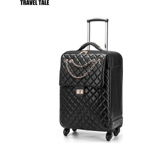 TRAVEL TALE Spinner Leather 24" Travel Suitcase On Wheel Trolley 20 Hand Luggage For Women