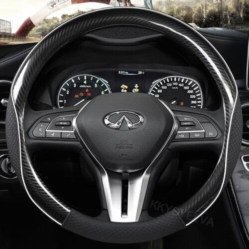 Carbon Fiber Leather Car Steering Wheel Cover 15 inch/38cm for Infiniti QX30 Q70L Q50 QX80 Q60 QX70 QX60 QX50