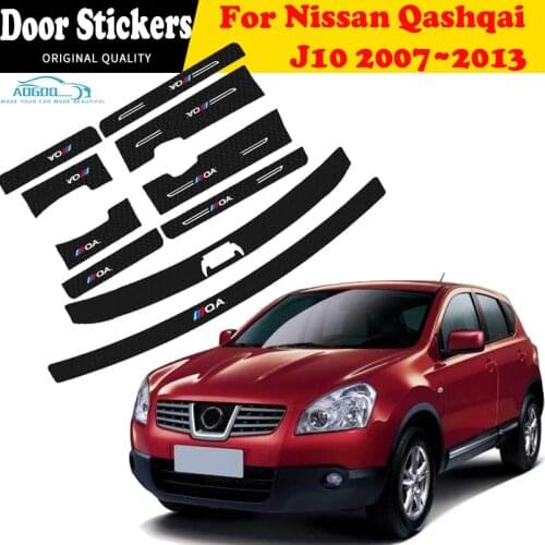 Car Door Sill Leather Stickers For Nissan Qashqai J10 2007~2013 Protection Carbon Fiber Threshold Strip Front Rear Taildoor
