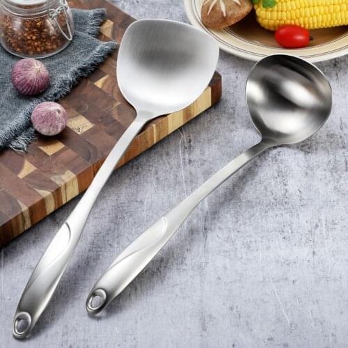 Stainless steel wok spatula & spoon Ladle Household cooking wok turner with S-type heat-resistant handle matte Flipping Utensils