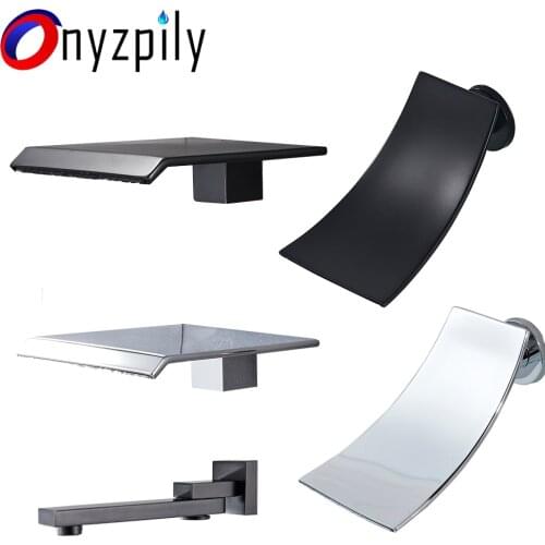 Onyzpily Matte Black Shower Faucet Spout Rotate Bath Spout Bathroom Faucet Accessory Waterfall Tub Spout Basin Water Outlet