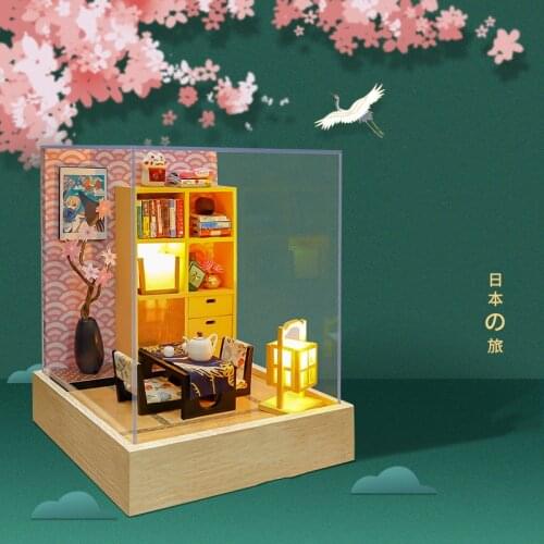DIY Miniature Wooden Casa Doll House With Furniture Light Studio Japanese Style Dollhouse Toys for Children Birthday Gifts