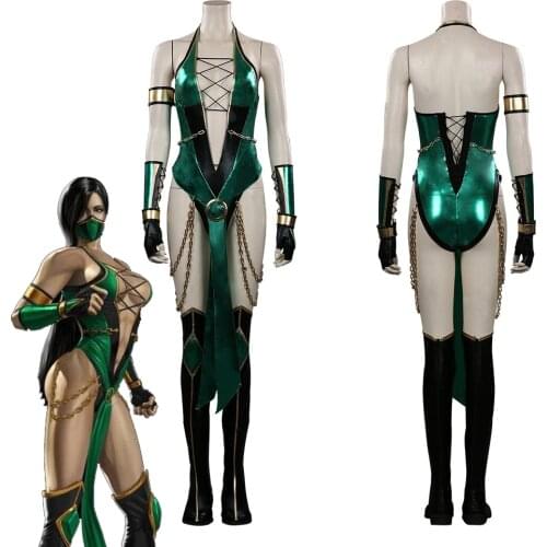 Mortal Jade Jumpsuit Cosplay Costume Jumpsuit Dress Gloves Outfits Halloween Carnival Costumes