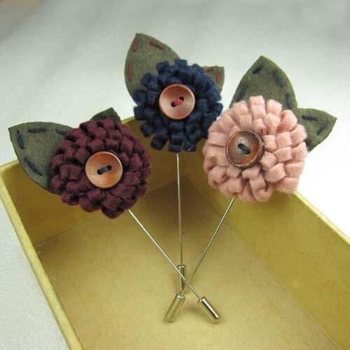 Felt flowers men stick pin lapel pin brooch pins 20pcs/lot 6color for your choice Fashion Classic Assorted Free shipping