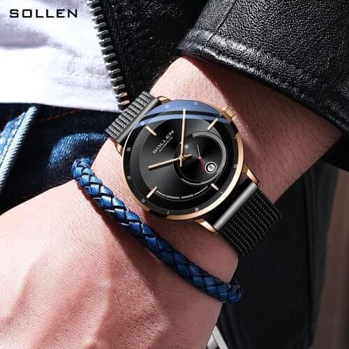 SOLLEN Mens Watch Japan Movement Luxury Automatic Watch For Men High Quality Mechanical Watch Waterproof Calendar Mens Watch