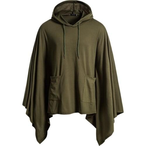 Mens Hooded Loose Poncho Cape Cloak Hip Hop Streetwear Hoody Sweatshirt Men Fashion Coat Hoodie Pullover with Pocket Moletom 3XL