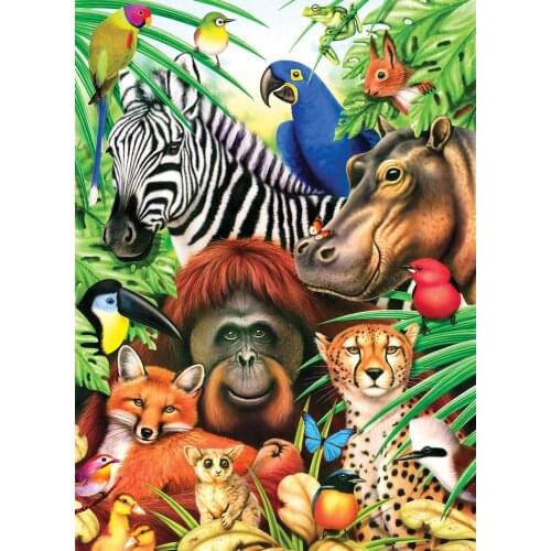 JMINE Div 5D zoo fox Leopard Hippo zebra Full Diamond Painting cross stitch kits art Animal 3D paint by diamonds