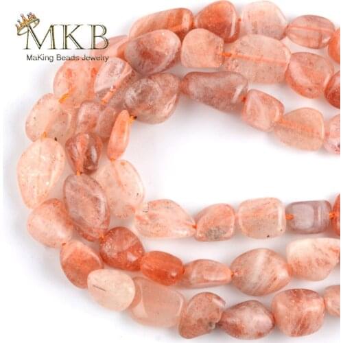 Wholesale Natural Red Sun Stone Irregular Beads Spacer Loose Beads For Jewelry Making 8mm-10mm DIY Bracelet Necklace 15inches