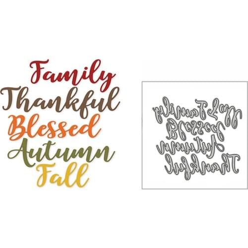 New Family Thankful Blessed Autumn 2020 Metal Cutting Dies for DIY Scrapbooking and Card Making Decor Embossing Craft No Stamps