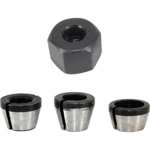 OOTDTY 6mm 6.35mm 8mm Collet Chuck Adapter With Nut Engraving Trimming Machine Electric Router High Precision Bit