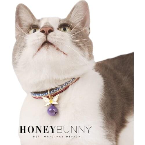 Honeybunny safety deduction Collar for cats pendant necklace small cherry wings bell sports style Cats accessories