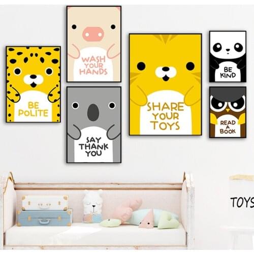 Panda Tiger Leopard Koala Pig Owl Wall Art Canvas Painting Nordic Posters And Prints Wall Pictures Kids Room Home Nursery Decor