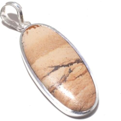 Picture Jaspers Pendant Silver Overlay over Copper , 61 mm , P7346