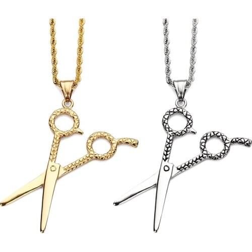 Pendants & Necklaces Scissor Necklace Stylist Beautician Gold Silver Fashion Jewelry Fitting Woman Gift Men Steel Pendant
