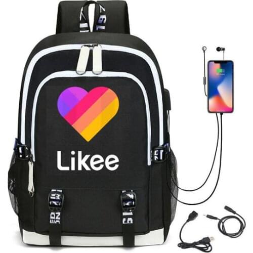 Likee Backpack Usb Charging Travel Laptop Bookbag "LIKEE 1 (Like Video)" Laptop Russian Styles School Bags for Teenage Girls