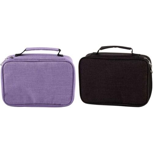 2 Pcs School Pencil Cases 72 Holes Pen Box Penalty Storage Bag Case Pouch Stationery Kit-1 Pcs Purple & 1 Pcs Black