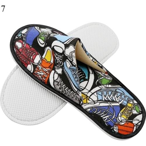 Slippers Printed Linen Slippers Hotel Room Beauty Salon Slippers Soft Home Indoor Slip-On Shoes Cartoon Print Owl Eiffel Tower