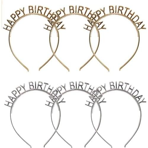 Birthday Girl Tiara Headband Headpiece Girls Women Party Hair Accessories Letters Decorations Metallic Gold Silver Plastic 30pcs