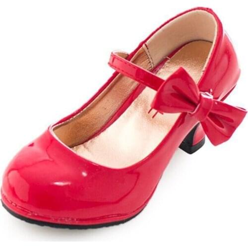 Childrens Leather Shoes Girls High Heels Shoes Fashion Tide Kids 2020 New Sweet Princess Shoes In Virgin Shoes 5-6-8-9-11 Years