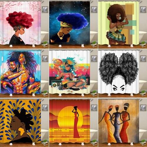 Bipoobee Africa Sexy Girl Bathroom Curtains African American Women Polyester Fabric Shower Curtain Bath Screen Bathtub Decor