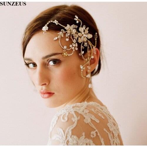 Gold Hair Comb High Quality Crystal Bridal Head pieces Flower Wedding Accessory SQ0185