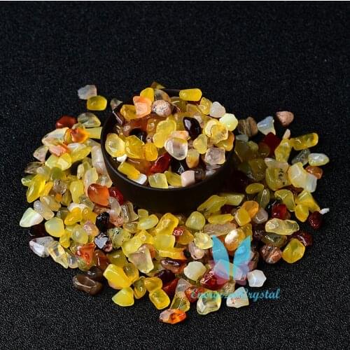 0.44LB Dyed Yellow Agate Quartz Crystal Healing Stone Garden Fish Tank Specimen