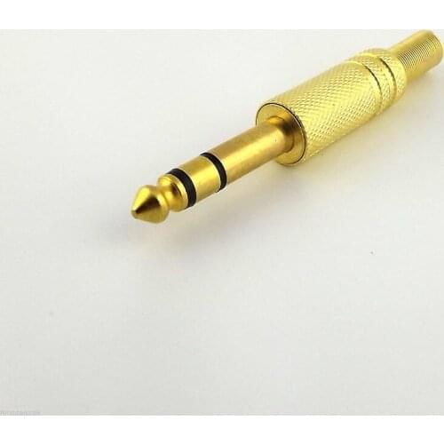100pcs 6.35mm 1/4" Stereo Male Plug Metal Audio Cable Gold TRS Adapter Connector