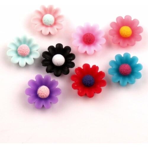 100Pcs Mixed 12mm Resin Flower Decoration Crafts Flatback Cabochon Beads Embellishments For Scrapbooking DIY Accessories