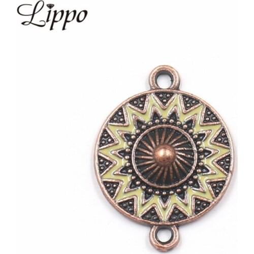 12pcs Antique Copper Color Round Double hole Connector Earrings Pendant Base Connector DIY Jewelry Findings