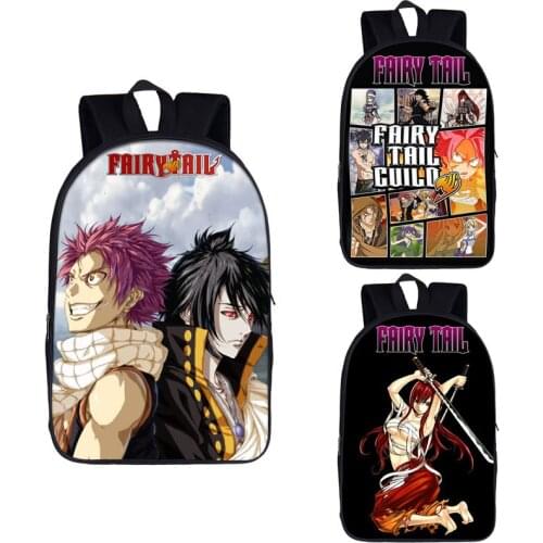 16 inches Japanese Anime Fairy Tail Backpack Natsu Dragneel Lucy Heartfilia Erza Schoolbags for Teenager Computer package