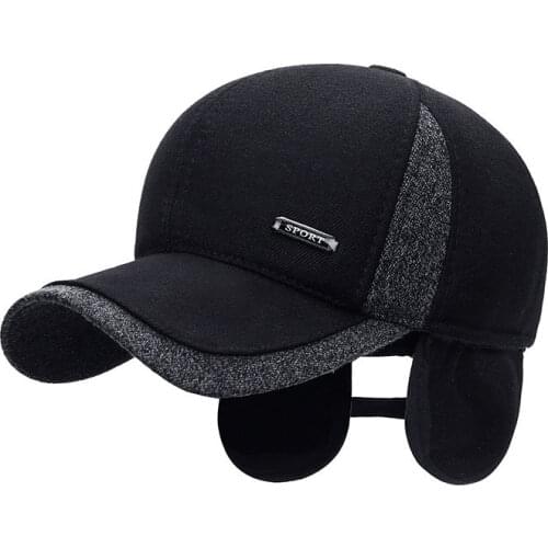 2020 High Quality Baseball Cap Winter Hat Fashion Hats Caps Mens Wool Thick Warm Earmuffs Snapback Winter Cap