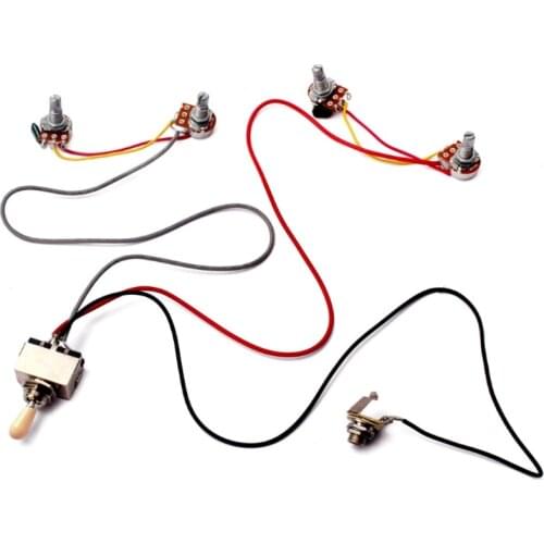 2021 New 1Set Wiring Harness 3 Way Toggle Switch 2V2T 500K Pots & Jack Les Paul LP Guitar Drop Ship