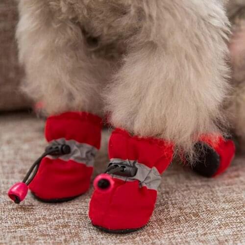 4PCS/Set Antiskid Puppy Shoes Pet Protection Soft-soled Pet Dog Shoes Winter Prewalkers Soft Pet Supplies Paw Car
