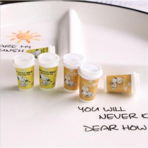 4pcs Miniature Dollhouse Food Mini Cute Cartoon Milk Coffee Cup Drink for blyth bjd Doll Kitchen Accessories toys