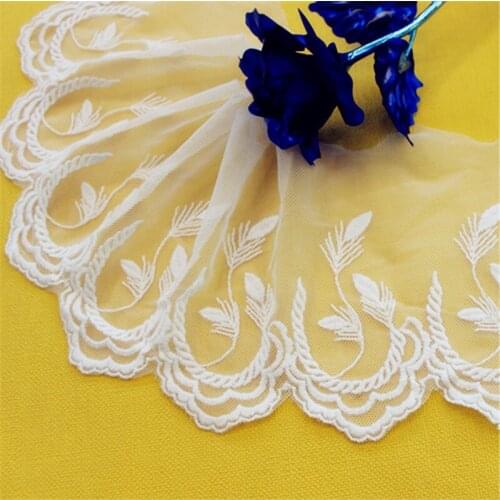4Yds/lot 12cm wide paper white cotton mesh unilateral embroidery lace DIY handmade clothing skirt lace accessories AC472