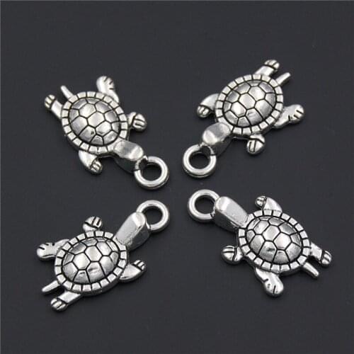 5PCS Silver Color Zinc Alloy Animal Sea Turtle Charms Pendants Diy Jewelry Findings Accessories Wholesale A2309